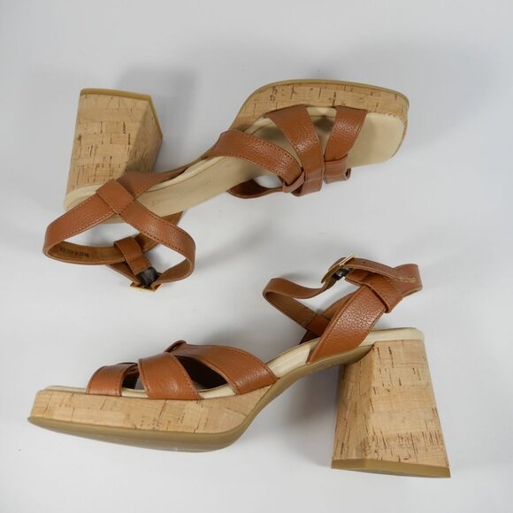 Paul Green SUPER SOFT Tina SANDALS Size 8 Brown Leather Cork Heel Comfy NEW $429 - Picture 11 of 16